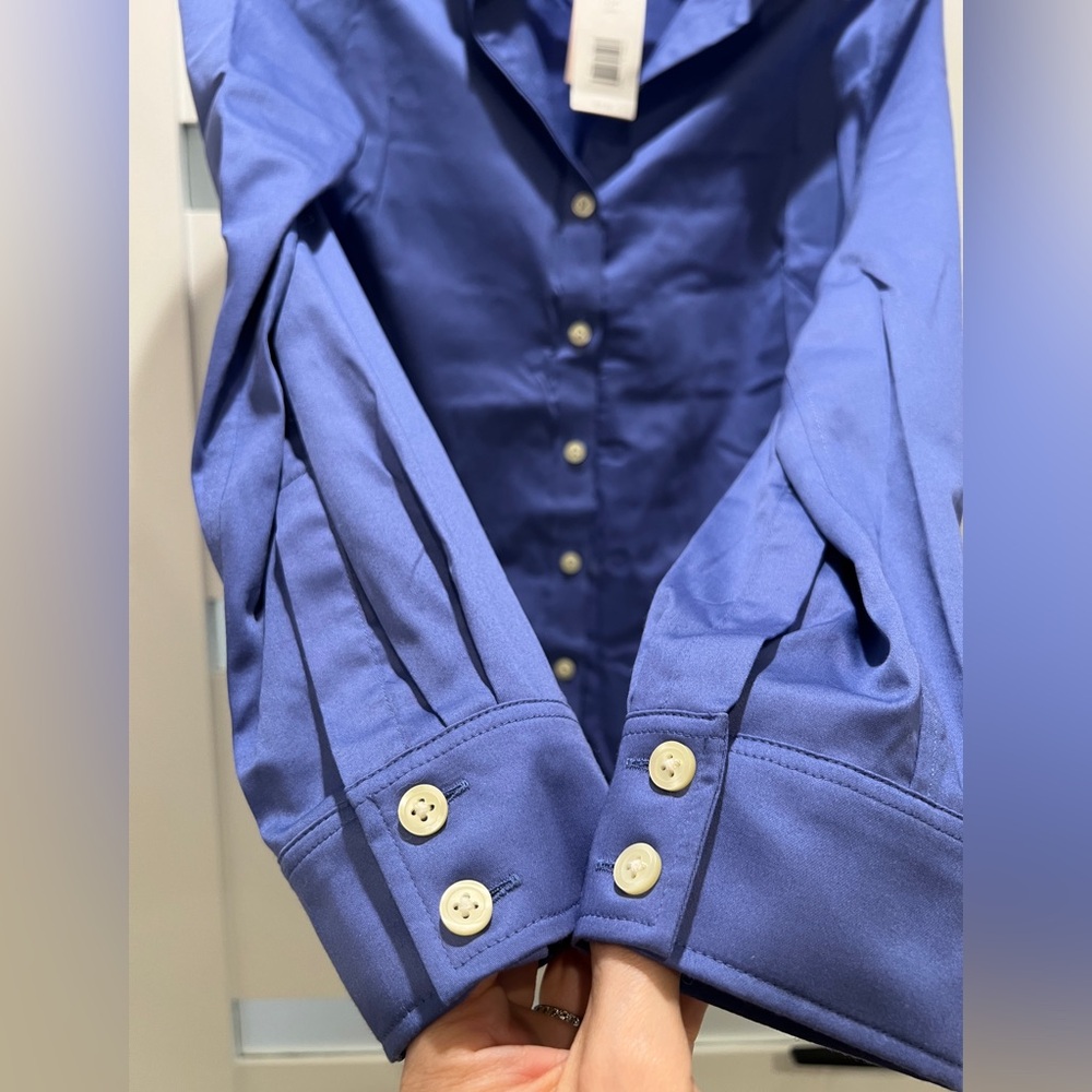 Banana Republic Non-Iron Fitted Shirt Dark Periwinkle Blue 12P - Picture 3 of 7